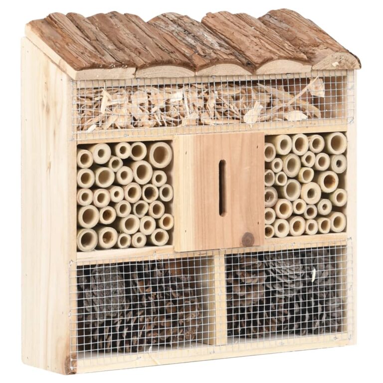 Wooden Insect Hotel Shelter Natural Bug House Garden Bee Butterfly Habitat