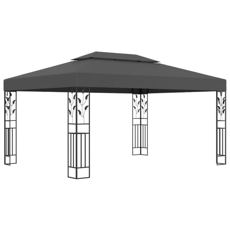 Outdoor Garden Gazebo Double Roof Canopy Water-Resistant Sunshade Anthracite