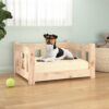 Comfortable Solid Pine Wood Dog Bed Pet Furniture with Smooth Edges