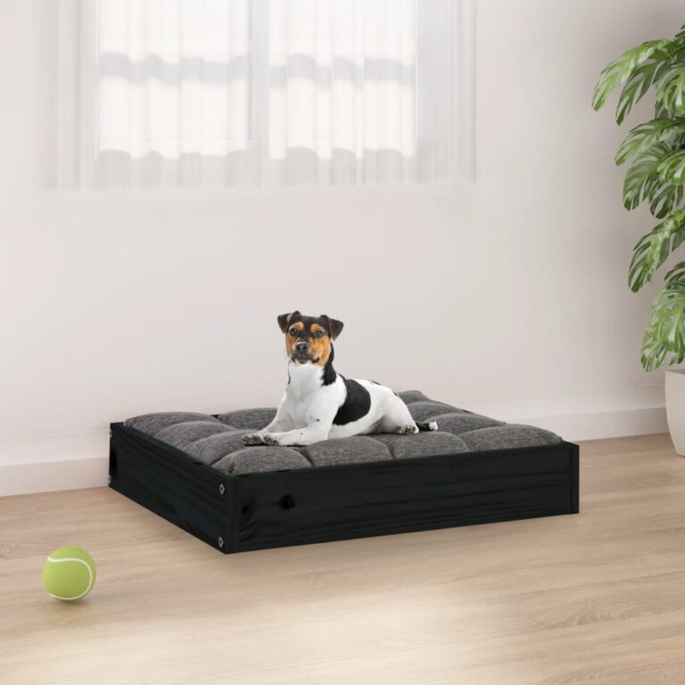 Dog Bed Black 51.5x44x9 cm Solid Wood Pine