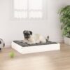 Comfortable Solid Pine Wood Dog Bed White Rectangular Minimalist Pet Sofa