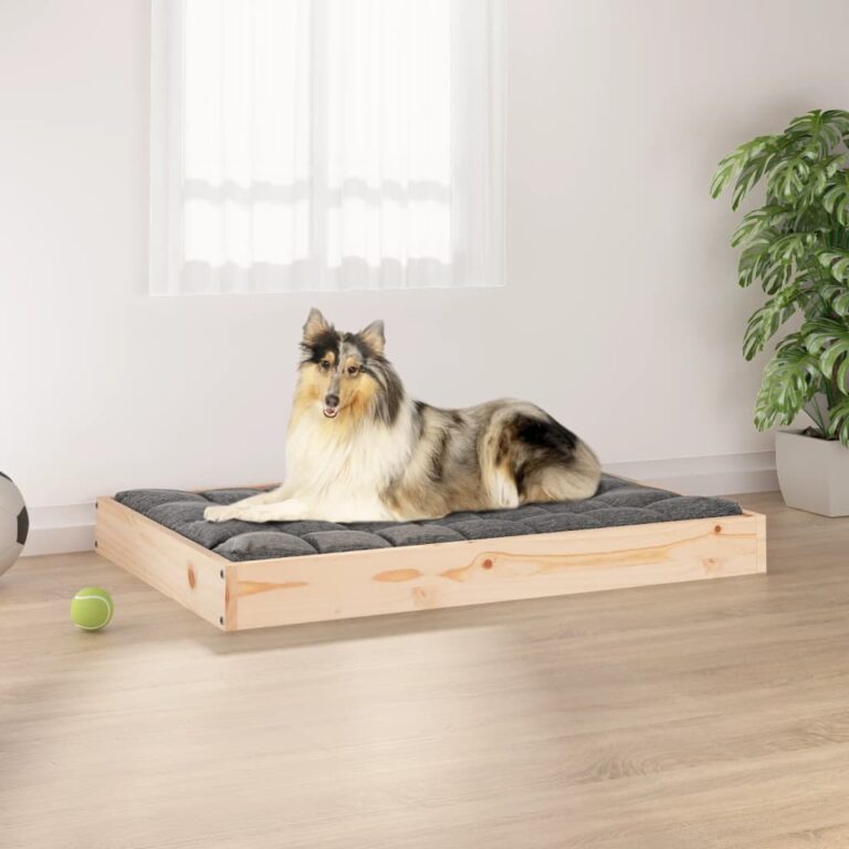 Comfortable Solid Pine Wood Dog Bed Rectangular Minimalist Pet Furniture