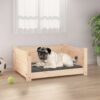 Comfortable Rectangular Solid Pine Wood Dog Bed with Smooth Edges and Sidewalls