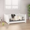 Luxury White Solid Pine Wood Pet Dog Bed Comfortable Rectangular Secure Edges