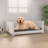 Luxury Solid Pine Wood Pet Bed White Rectangular Cozy Dog Sofa with Side Walls