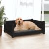 Luxury Black Solid Pine Wood Pet Dog Bed Durable Comfortable Rectangular Cozy