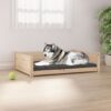 Luxury Solid Pine Wood Pet Bed Durable Rectangular Dog Sofa Cozy Rustic Finish