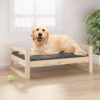 Comfortable Rectangular Solid Pine Wood Pet Bed Durable Untreated Frame Cozy