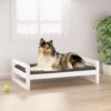 Luxury Solid Pine Wood Pet Bed White Durable Rectangular Minimalist Design