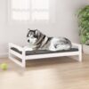Luxury Solid Pine Wood Pet Dog Bed Durable White Rectangular Cozy Sleep Furniture