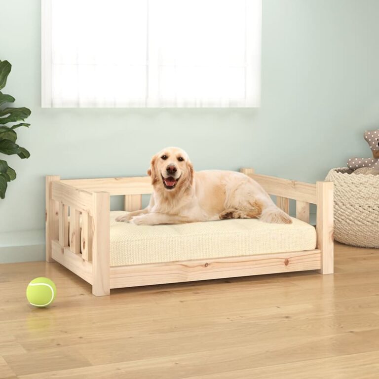 Luxury Solid Pine Wooden Pet Bed with Smooth Edges and Sidewalls for Dogs