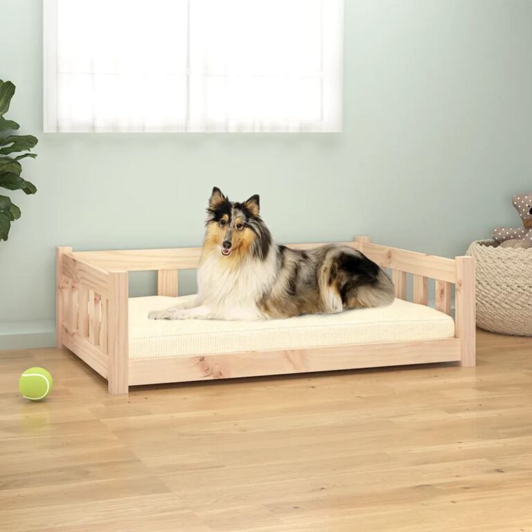 Luxury Solid Pine Wooden Pet Bed with High Side Walls for Dogs - Cozy Minimalist