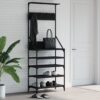 Stylish Black Clothes Rack with Shoe Shelf - Space Saving Coat Stand Organizer