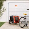 Pet Bike Trailer Comfortable Oxford Fabric Iron Frame Safety Reflectors Orange Grey