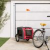 Comfortable Red Grey Pet Bike Trailer Durable Iron Frame Oxford Fabric PVC Cover