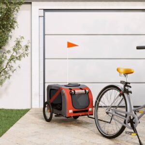 Comfortable Pet Bike Trailer Durable Iron Frame Oxford Fabric Orange Black