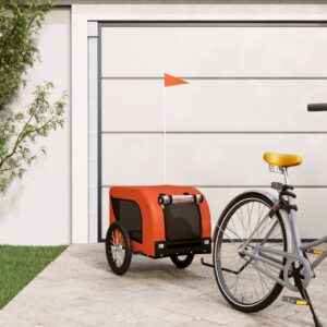 Pet Bike Trailer Durable Iron Frame Oxford Fabric Comfortable Safe Orange Black