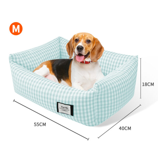 Pawfriends Pet Dogs Cat Bed Square Blue Check Pet Calming Bed Removable Washable Puppy Nest Pet Sleeping Kennel  Washable Dog Bed  Comfortable  Breathable  Warm Dog Kennel