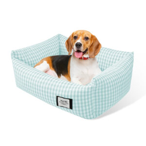 Pawfriends Pet Dogs Cat Bed Square Blue Check Pet Calming Bed Removable Washable Puppy Nest Pet Sleeping Kennel  Washable Dog Bed  Comfortable  Breathable  Warm Dog Kennel