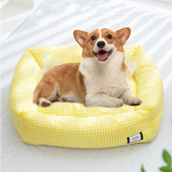 Pawfriends Pet Bed Dog Cat Calming Bed Sleeping Comfy Cave Washable Non-slip Dog Mat Yellow Pet Sleeping Kennel  Washable Dog Bed  Comfortable  Breathable  Warm Dog Kennel