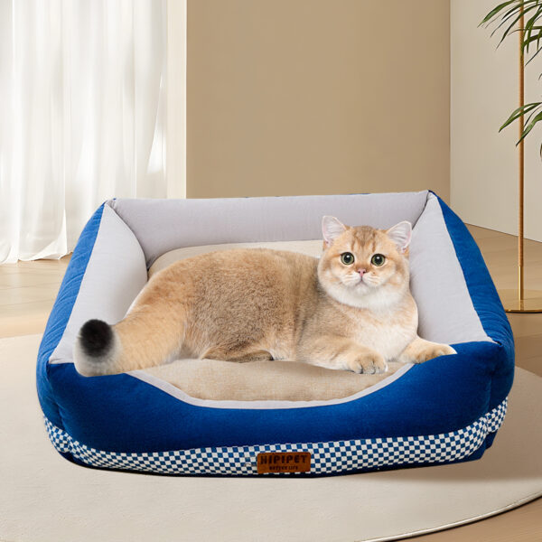 Pawfriends Pet Soft Warm Washable Dog Cat Bed with Independent Padded Zipper Design Blue XS
