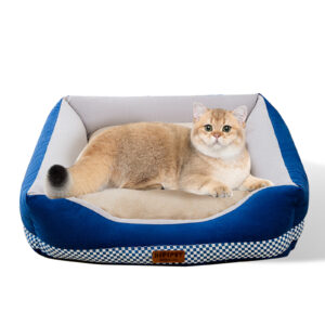 Pawfriends Pet Soft Warm Washable Dog Cat Bed with Independent Padded Zipper Design Blue XS