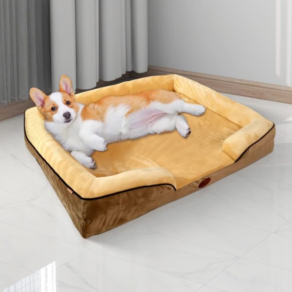 Pawfriends Dog Sofa Thickened Sponge On Three Sides Deep Sleep Thickening With Yellow Color Deep Sleep Dog Sofa  Three-Sided Integrated  Thickened Grey Sponge Padding