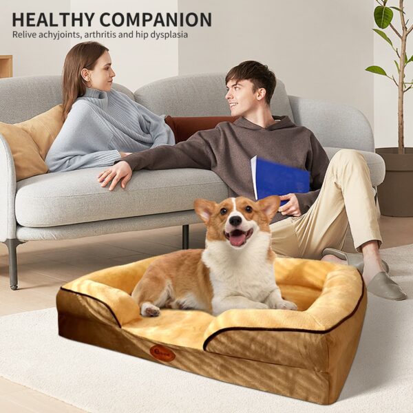 Pawfriends Dog Sofa Thickened Sponge On Three Sides Deep Sleep Thickening With Yellow Color Deep Sleep Dog Sofa  Three-Sided Integrated  Thickened Grey Sponge Padding