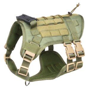 Pawfriends Multifunctional outdoor tactical chest back Green chest strap and dogs poop bag Dogs Traction Rope  Back Vest  Black Chest Strap  Matching Dog Poop Bag Set