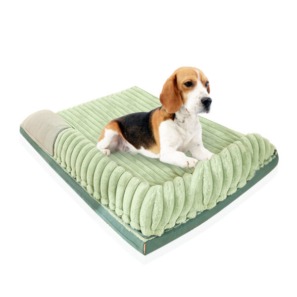 Pawfriends New Striped Velvet Detachable And Washable Dog Bed Both Sides Use Green Color AU Dog bed  Striped Velvet Dog Bed  Removable Washable  Reversible Design