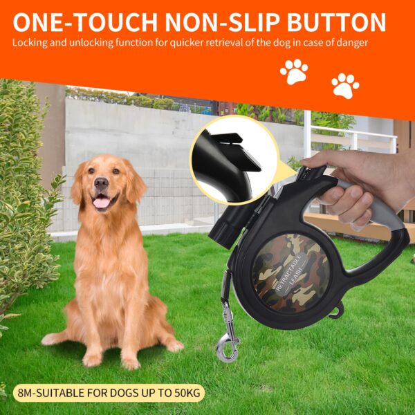 Pawfriends 8-Meters Enhance Pet Auto-Retractable Leash with Flashlight Green Camo Color Pet traction rope，Pet Electronic traction rope