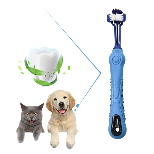 Pawfriends Pet Three-Head Multi-Angle Dog Cat Toothbrush Oral Cleaning Product Blue Pet Three-Head  Multi-Angle  Dog Toothbrush  Cat Toothbrush  Oral Cleaning Products
