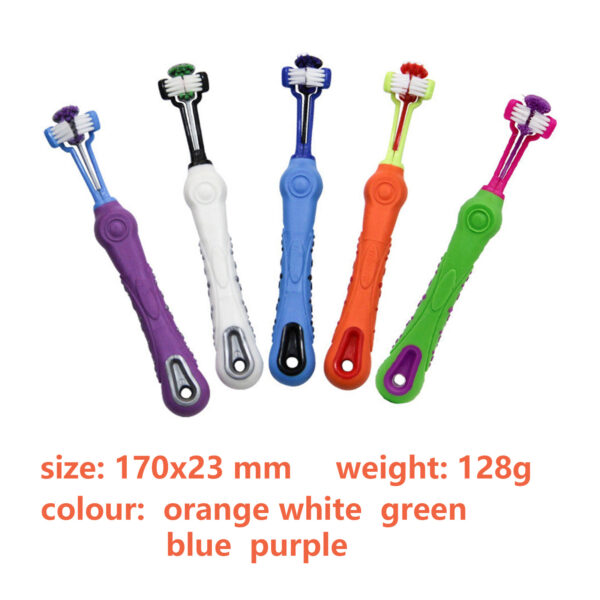 Pawfriends Pet Three-Head Multi-Angle Dog Cat Toothbrush Teeth Cleaning Oral Care Pet Three-Head  Multi-Angle  Dog Toothbrush  Cat Toothbrush  Oral Cleaning Products