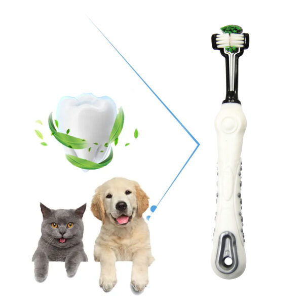 Pawfriends Pet Three-Head Multi-Angle Dog Cat Toothbrush Oral Cleaning Product White Pet Three-Head  Multi-Angle  Dog Toothbrush  Cat Toothbrush  Oral Cleaning Products