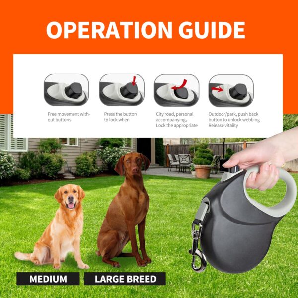 Pawfriends Pet Dog Heavy Duty Traction Belt 8 Meter Rope Nylon Automatic Expansion Black Pet Dog Heavy Duty Traction Belt  8 Meter Rope  Nylon  Automatic Expansion