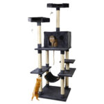 Cat Tree Tower 184cm Multi Level Scratching Post Condo Hammock Dark Grey