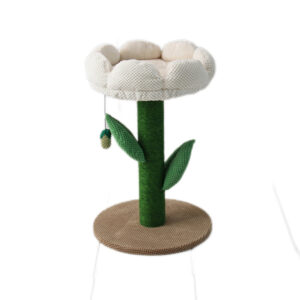 White Camelia Flower Cat Scratching Tree