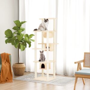 Cat Tree with Sisal Scratching Posts Cream 169 cm