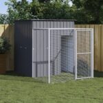 Chicken Cage with Run Anthracite 165x251x181 cm Galvanised Steel