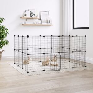 28-Panel Pet Cage with Door Black 35x35 cm Steel