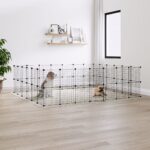 52-Panel Pet Cage with Door Black 35x35 cm Steel