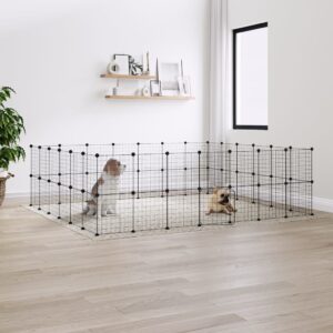 52-Panel Pet Cage with Door Black 35x35 cm Steel