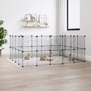 36-Panel Pet Cage with Door Black 35x35 cm Steel