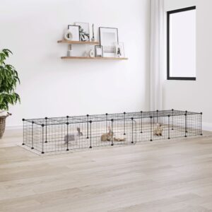 36-Panel Pet Cage with Door Black 35x35 cm Steel