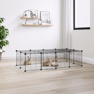 20-Panel Pet Cage with Door Black 35x35 cm Steel