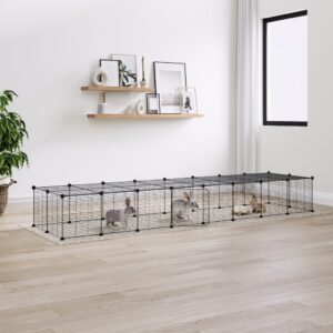 36-Panel Pet Cage with Door Black 35x35 cm Steel