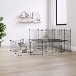 44-Panel Pet Cage with Door Black 35x35 cm Steel