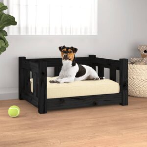 Dog Bed Black 55.5x45.5x28 cm Solid Wood Pine