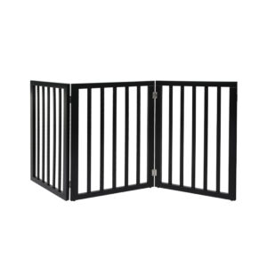 3 Panels Wooden Pet Gate Dog Fence Black 2000x 3MM