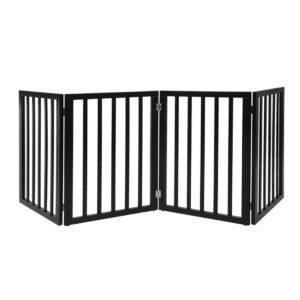 4 Panels Wooden Pet Gate Dog Fence Black 600x 3MM